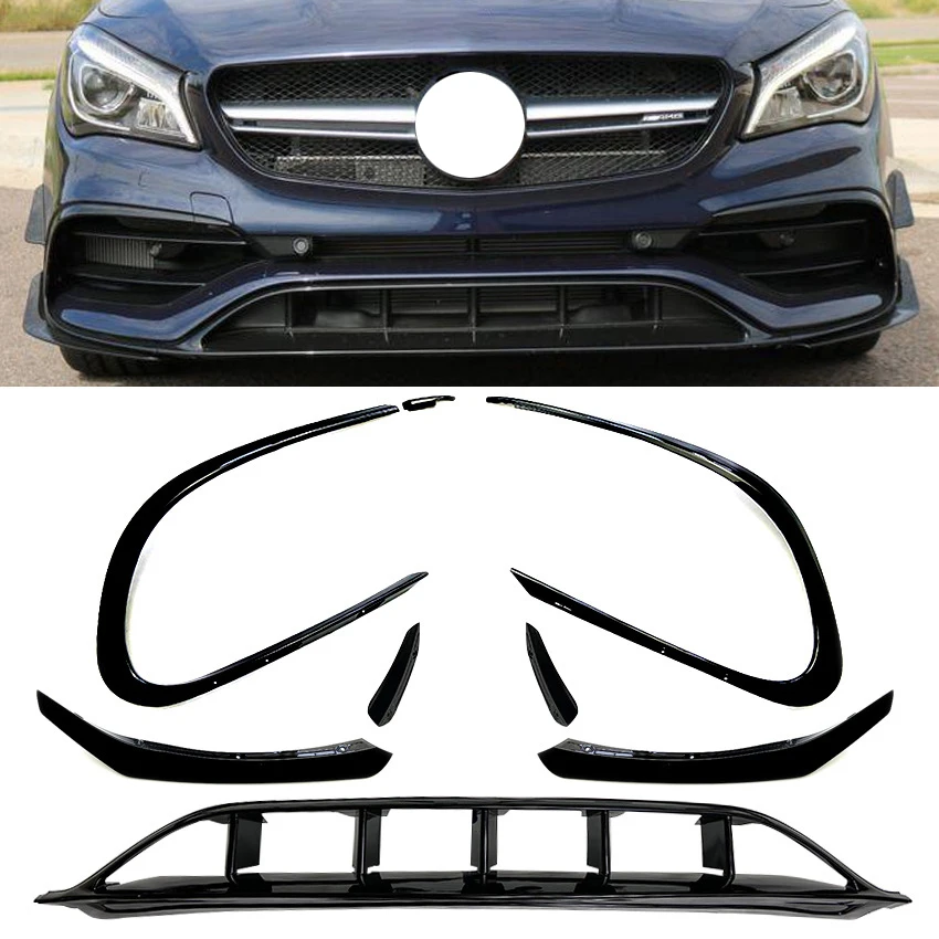 

Front Bumper Lip Spoiler For Mercedes Benz CLA-Class C117 CLA200 220 2016-2019 Front Bumper Protector Lower Blade Splitter