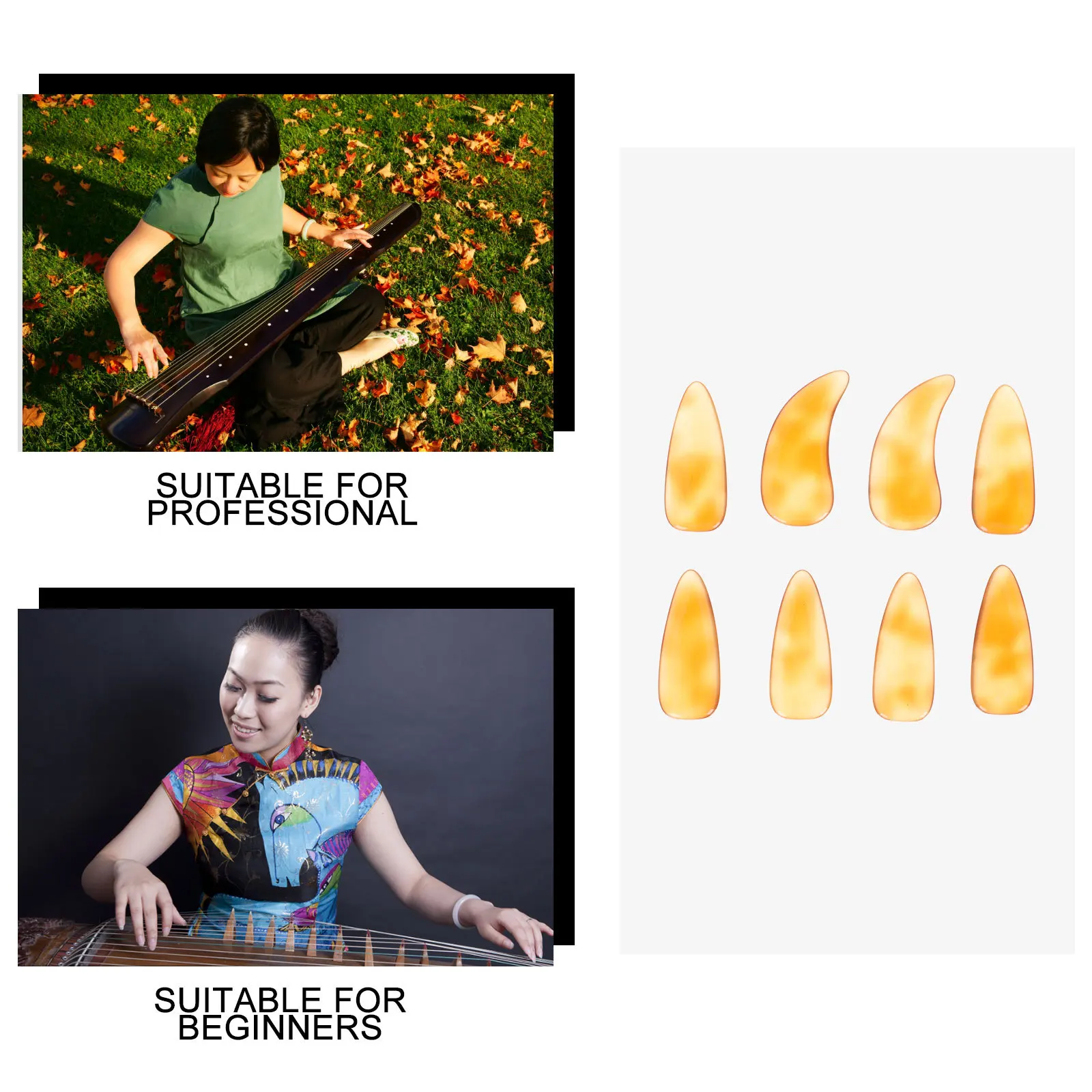 

8Pcs Practical Guzheng Nails Wear Resistant Clearer Sound Stringed Instrument Accessories Finger Picks Guzheng Accessories