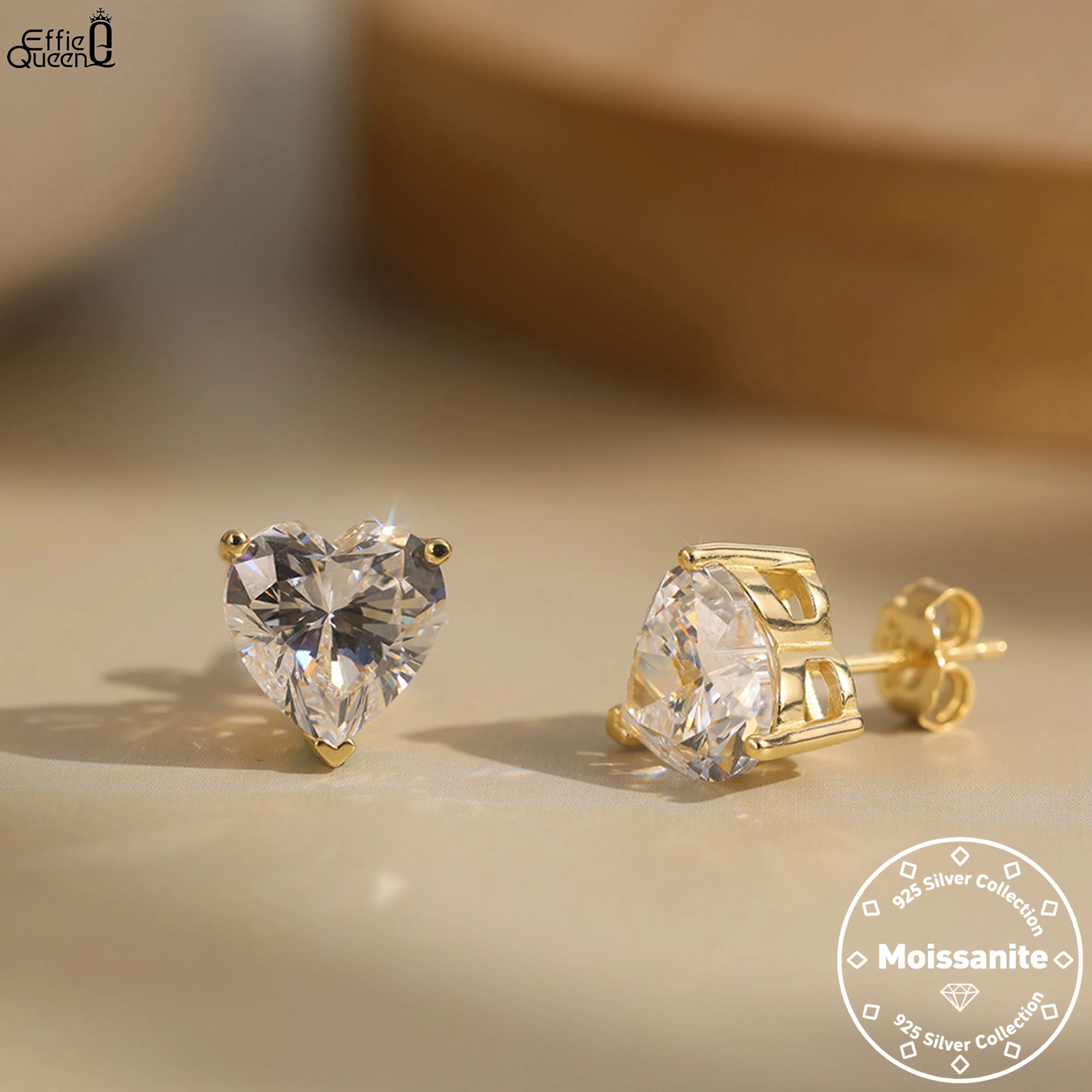 

Effie Queen 1/2/3/4CT D цвет сердце муассанит кольцо для женщин свадьба помолвка 100% стерлинговое серебро 925 пробы свадебное MOE07