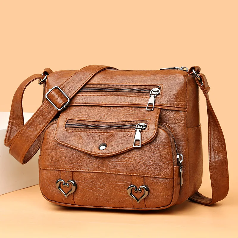 

New Fashionable Crossbody Bag, Soft Leather, Versatile, Multi-pocket Single-shoulder Bag, Large-capacity Travel Small Backpack