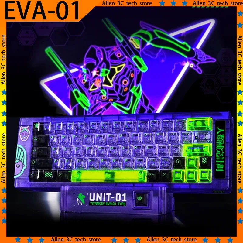 TITAN Nation keycaps แป้นพิมพ์ EVA-01 EVA, คีย์บอร์ดกลไกพิมพ์ลายเกมส์ PC แล็ปท็อปโปร่งใสพิมพ์ซับลิเมชัน01