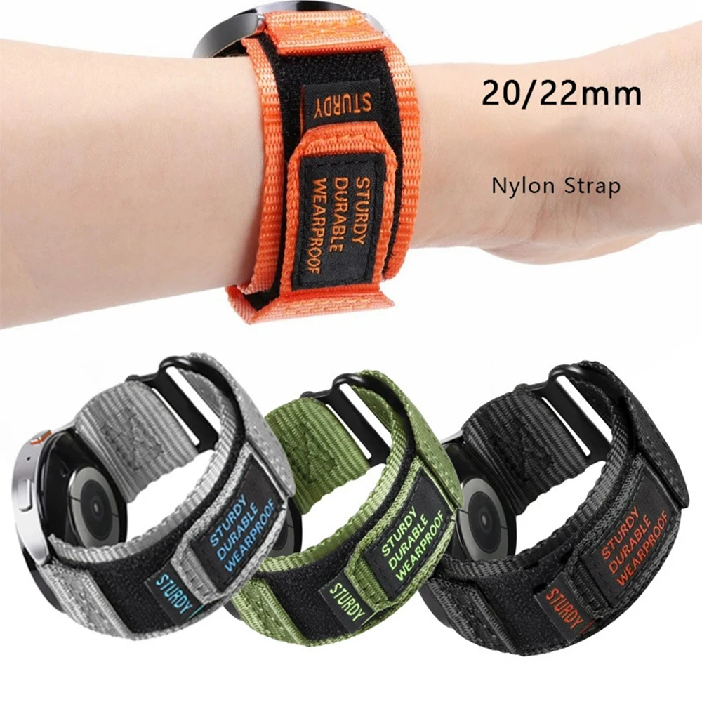 20mm 22mm Nylon Watch Strap Band for Garmin Vivoactive 4/Vivoactive 5/3, Velcro Strap for Forerunner 255 265 245 645 165 55