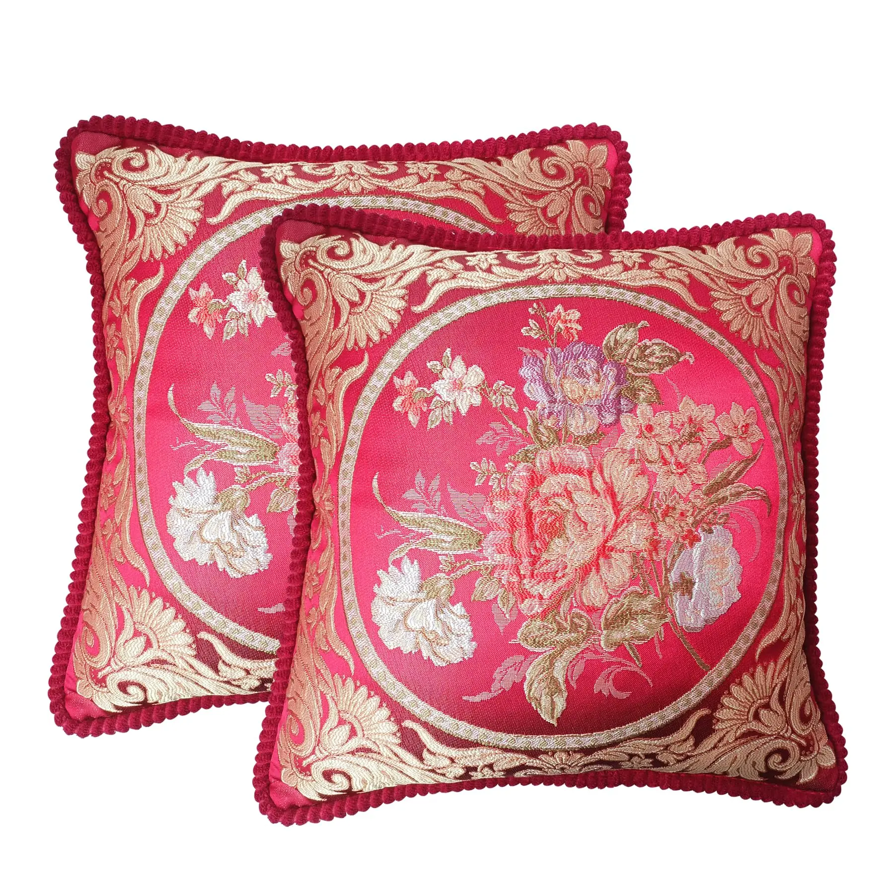 Set of 2 Floral Pillow Covers,18.8x18.8 Inch Jacquard Embroidery Retro Cushion Covers,Throw Pillow Cover for Room,Sofa,Recliner