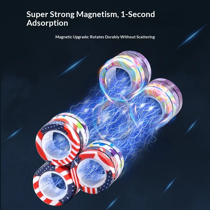 magnetic rings for decompression toys, adult magnetic ring rotating ring set, excellent gift for adults and teenagers