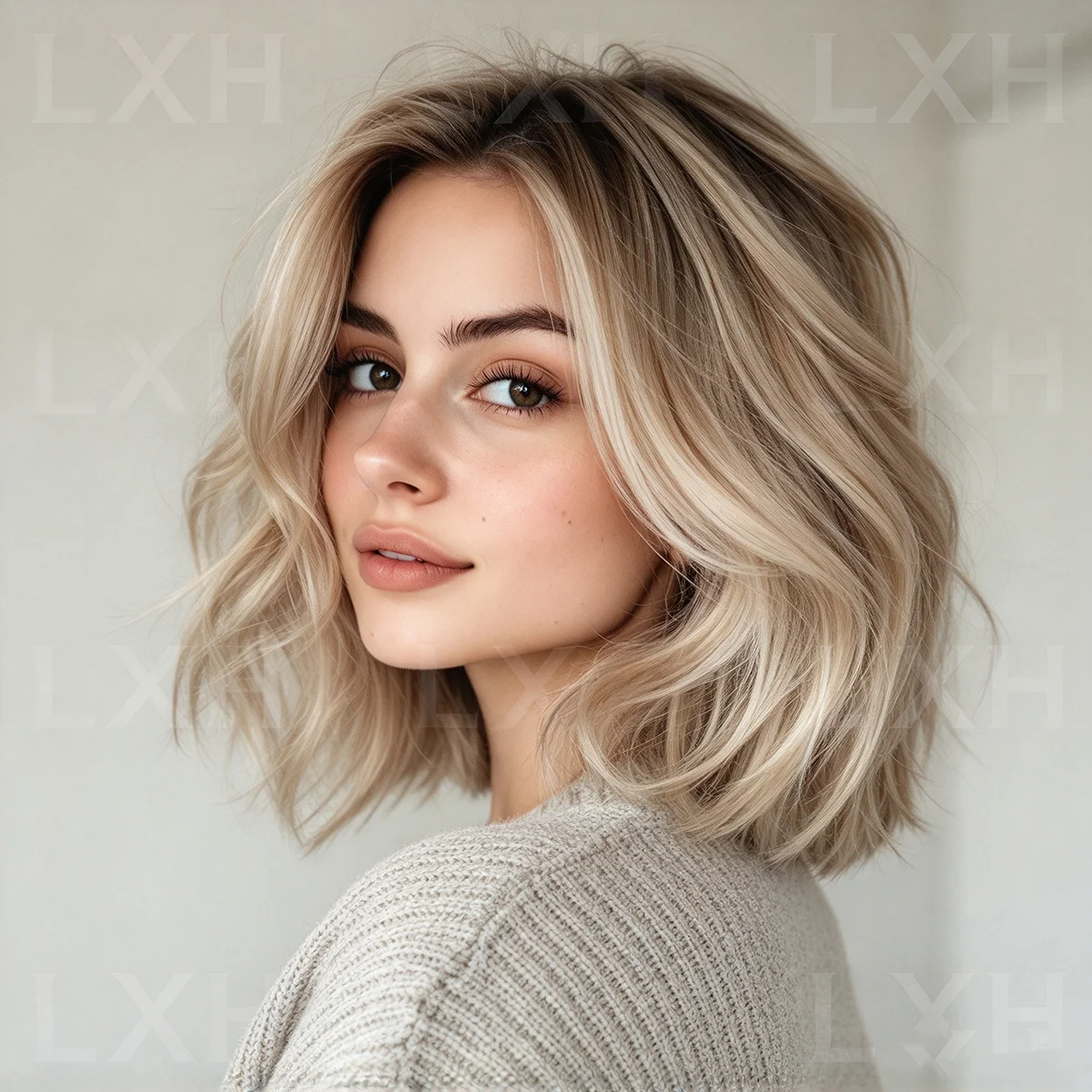 100% Human Hair Wig Highligh Blond Wave 150 Density 13x4 Lace Front Soft with Baby Hair Pre-Plucked | Easy Care for Natural Look