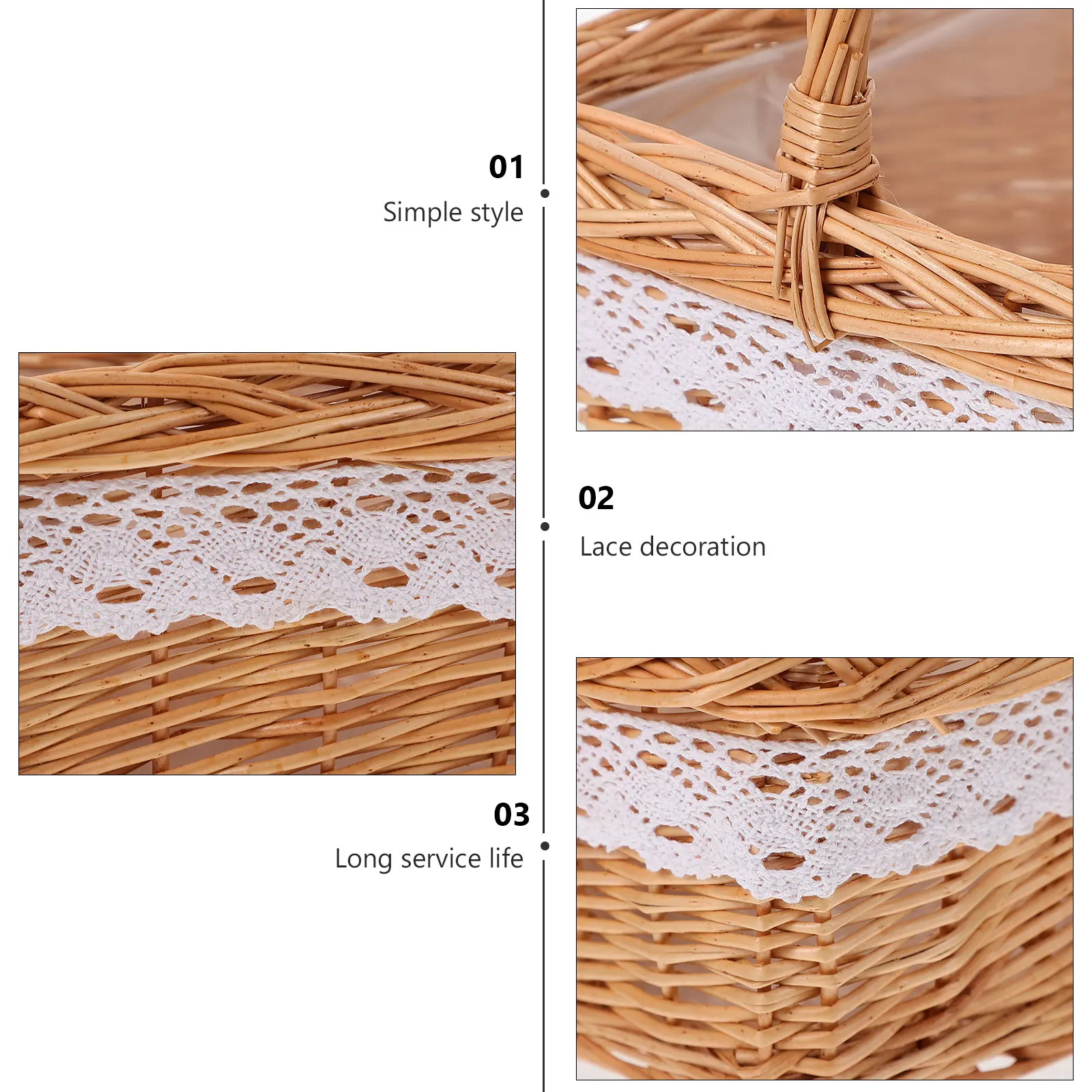 

Multi function Handmade Woven Rattan Flower Basket Natural Decorative Storage Container for Fresh Artificial Flowers Plants