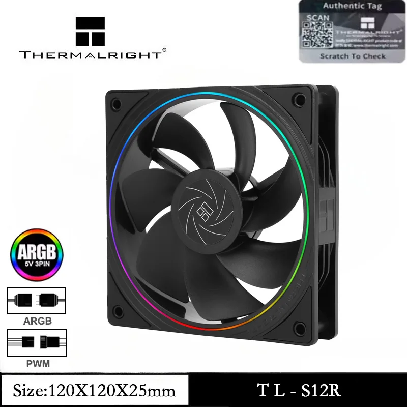 

Thermalright TL-S12R 1/3/5 шт. процессор 120 мм обратный вентилятор поставляется с вентилятором процессора ARGB с скоростью 1500 об/мин 4-контактный ШИМ-кулер для ПК