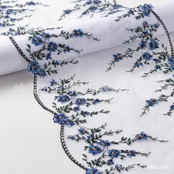 1 Yard 25cm wide  Polyester Soft Mesh Embroidery Lace Trimmings Dress Accessories Lace Fabric Sewing Crafts Doll Material