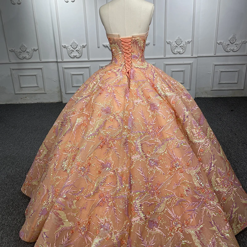 JANCEMBER Elegant Quinceanera Dresses Organza Ball Gown Appliques Orange Sweetheart DY9575 Vestidos De Xv Bar Mitzvah