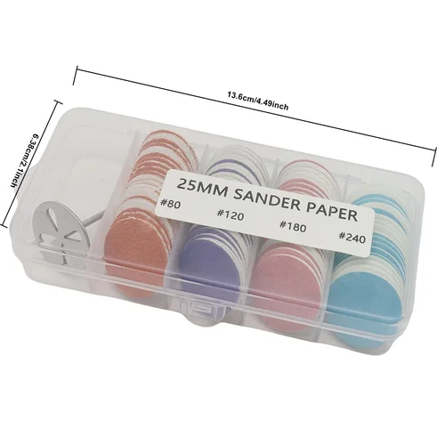 Imagen 2 del producto Nuevos discos de papel de lija de 80 Uds con broca de Metal para uñas de 0,98 pulgadas, repuesto de brocas para uñas de disco de lijado para pedicura y Ma