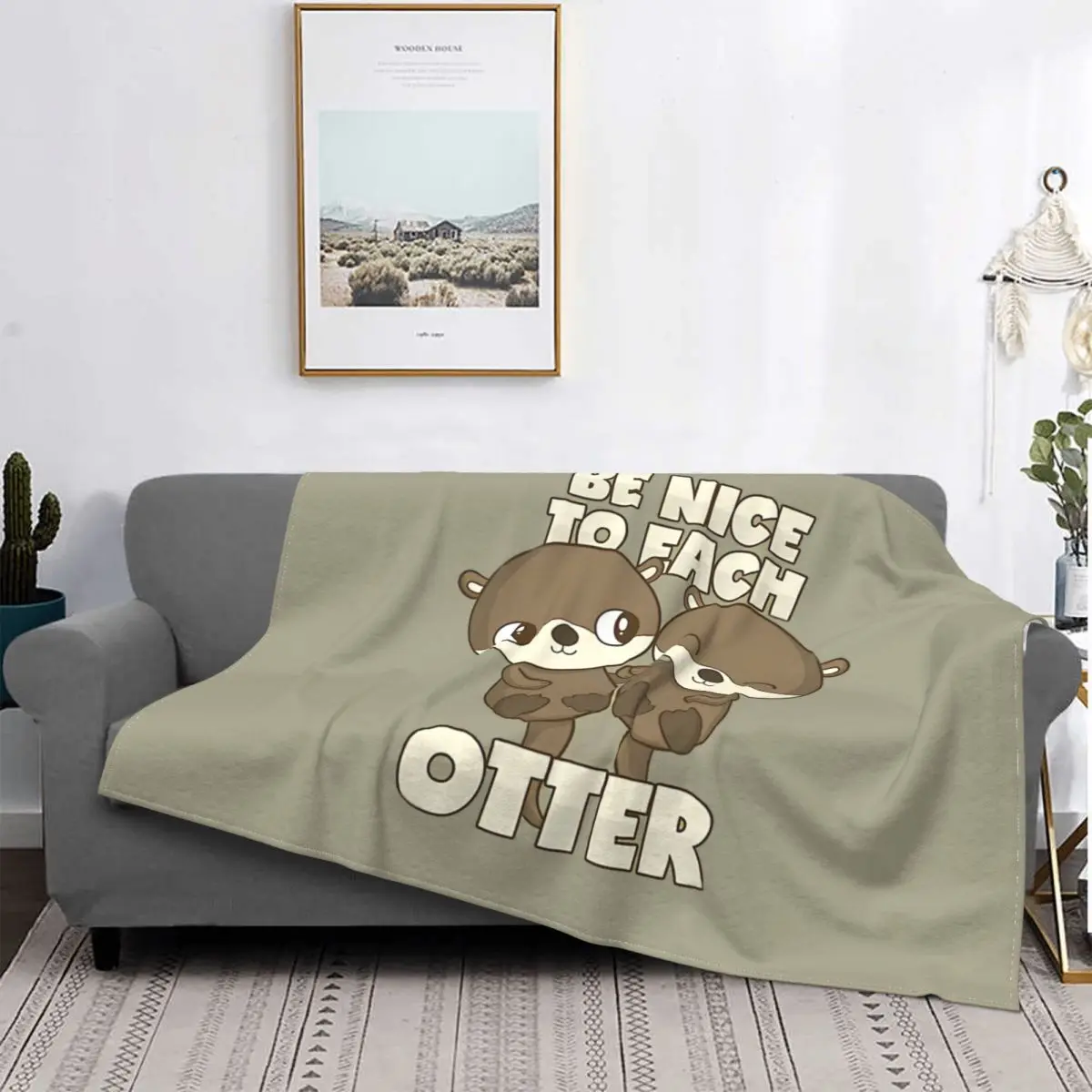 Pun Be Nice To Each Blanket Otter Pet Lover Fleece Plush All Season Cute Lightweight Ultra-Soft Throw Blankets For bed Plush