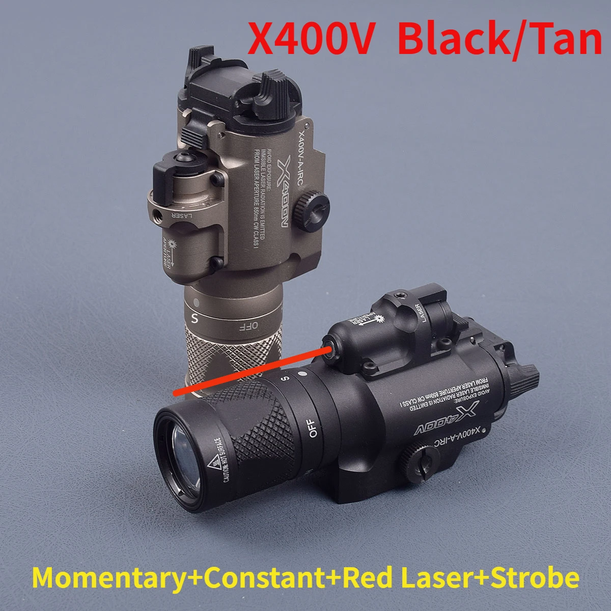 

Tactical X400V Pistol Red Laser Light Combo With Constant Momentary Strobe Output Weapon Rifle Gun Flashlight