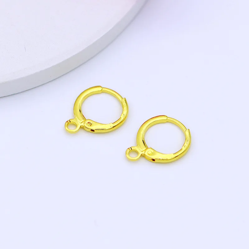 Color-Preserving 18K Real Gold Round Earrings for DIY Handmade Jewelry