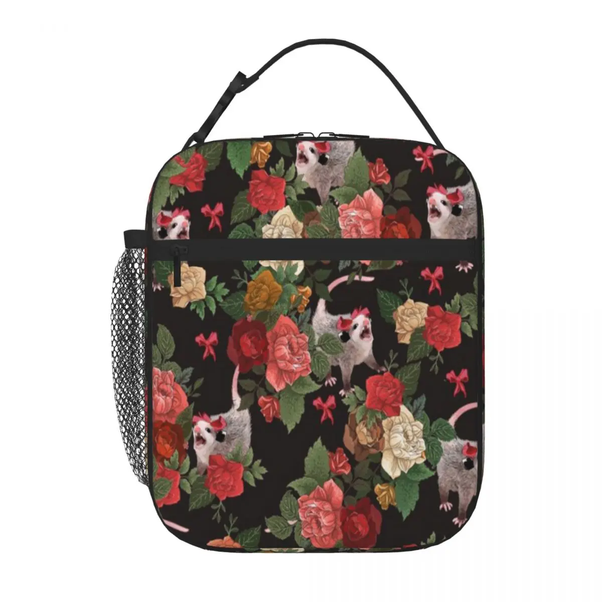 Hot Sale Opossum Floral Pattern Unisex Snack Bag Student Bento Waterproof Lunch Bag