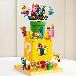 Ensemble de décoration de gâteau Super Mario Bros pour enfants, figurine de dessin animé, gâteau Chi mignon, fête d'anniversaire, fournitures de décoration de bougie, 24 pièces