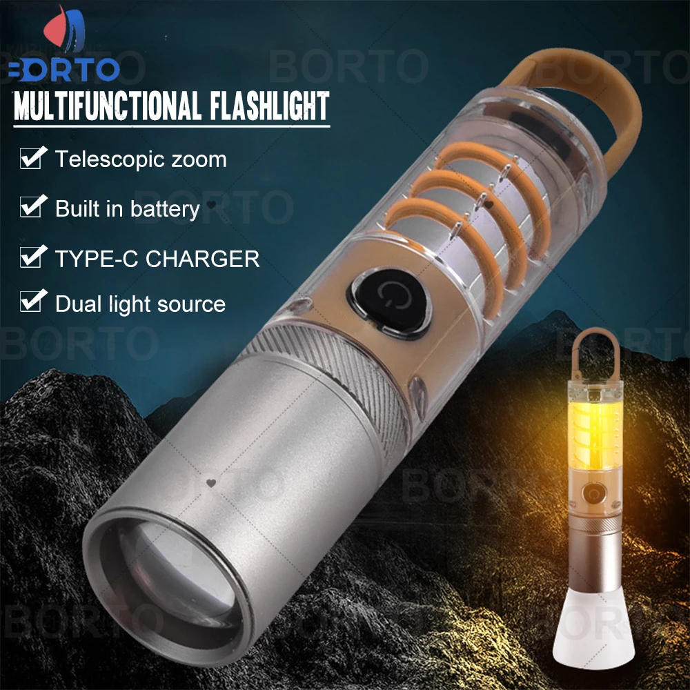 

FLSTAR FIRE 30W Super Bright LED Flashlight Outdoors Camping Telescopic Zoom Torch Built in Battery Type-C Rechargeable Lantern