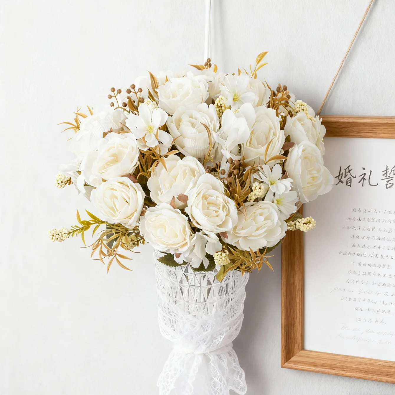 Silk Rose Peony Artificial Flowers Festival Wedding Wreath Bridal Bouquet Home Room TableOutdoor Garden Diy Gift Box Yard Decora