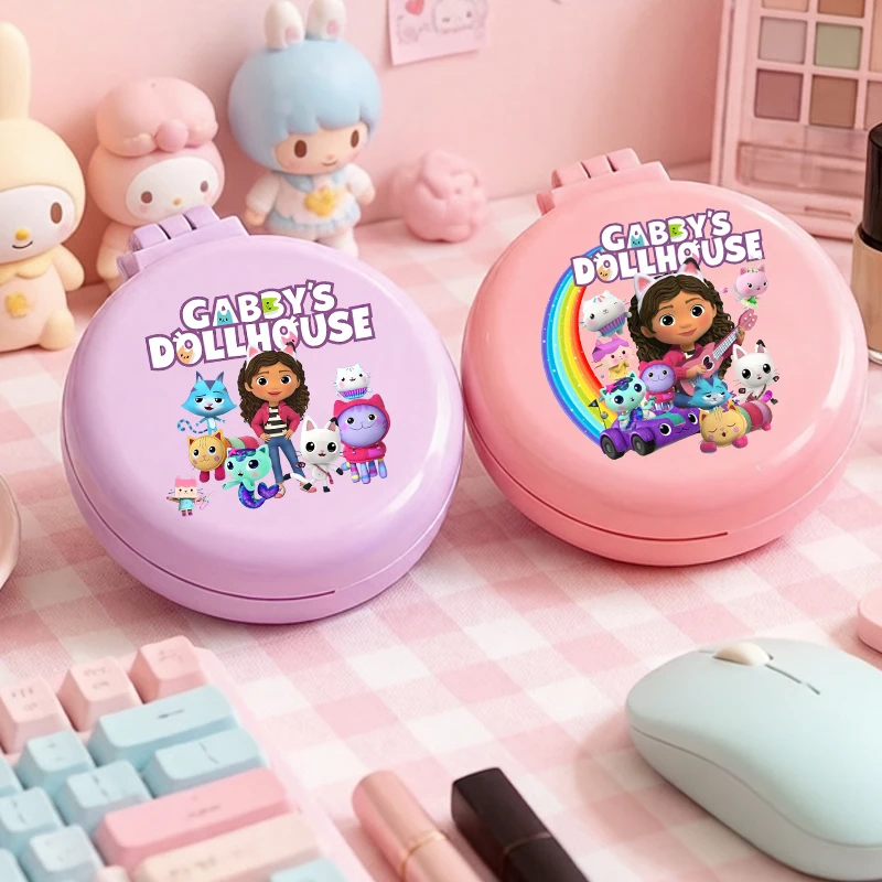 

Gabbys Dollhous Woman Cute Folded Comb Mirror Solid Macaron Kids Girl Kawaii Anime Airbag Portable Hair with Mirror Massage Comb