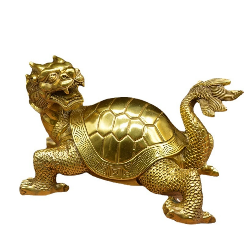 Brass Craft Turn Back Dragon Turtle Creative Home Decoration Bronze Ware Fengshui Dragon Turtle Ornament