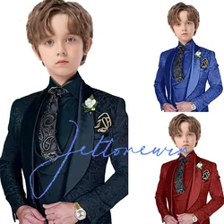 Jacquard Suit for Boys Party Dress Wedding Tuxedo 3 Piece Suit Custom Kids Suit 3T-16T Slim Fit Outfit