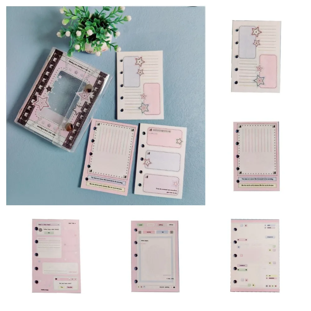 5 Hole M5 A8 Loose Leaf Refill Paper 60Sheets Y2K Inner Refill Spiral Binder Paper Indexing Cards Star