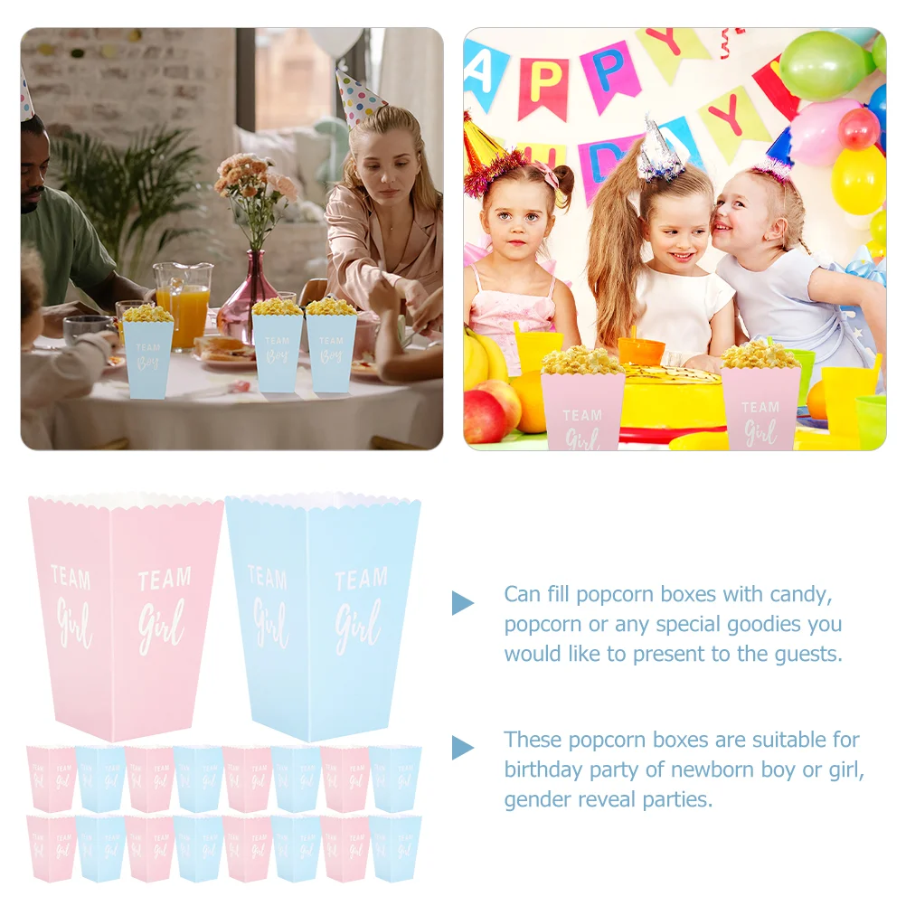 24 Pcs Popcorn Boxes Gender Reveal Treat Decorations Household Containers Party Favors Bucket Paper Cups Baby