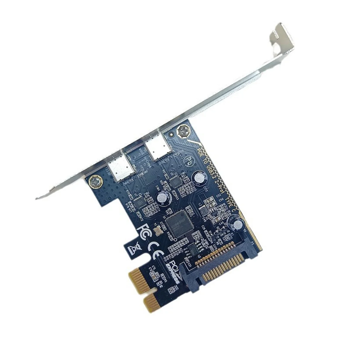 PCIE to Dual Type C Expansion Card PCI-E X1 to 2-Port TYPE-C USB 3.2 GEN1 5Gbps Convert Card ASM1042 Chip for