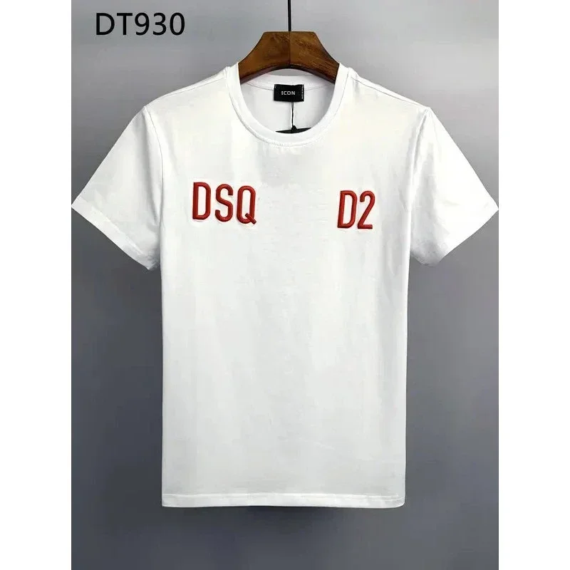 DSQ2 Streetwear Embroidery T-Shirt Men High Quality Letter Short ICON T Shirt 2024 Cotton Casual Summer Graphic T Shirts