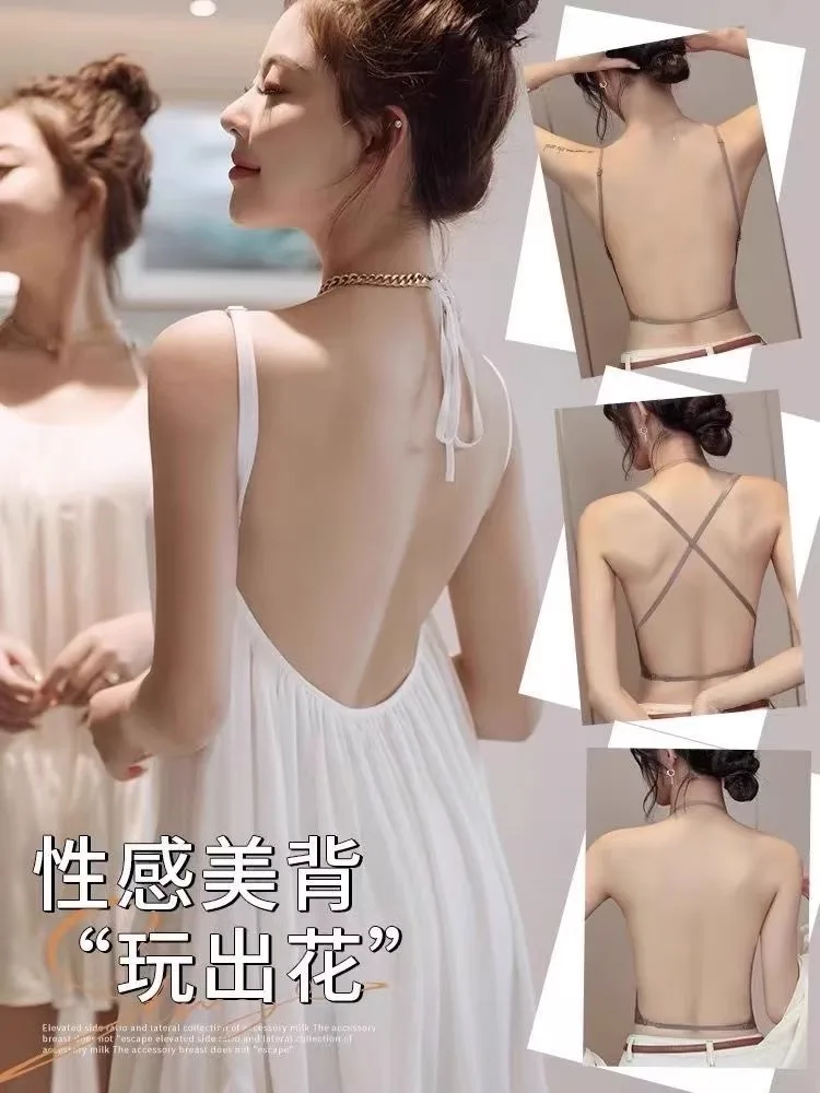MOYISU Anti-Rutsch-Neckholder-BH für kleine Brüste, Push-Up-Verstärker-Pads, abgerundete Form, unsichtbare, nahtlose Abdeckung, No-Show-Lift-Bralette
