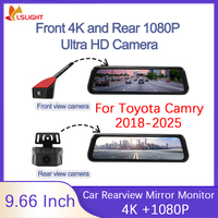 For Toyota Camry 2018-2025 Car Rearview Mirror Monitor 9.66 Inch Dashcam 4K +1080P IPS Touch Full Screen With 2 HD Camera