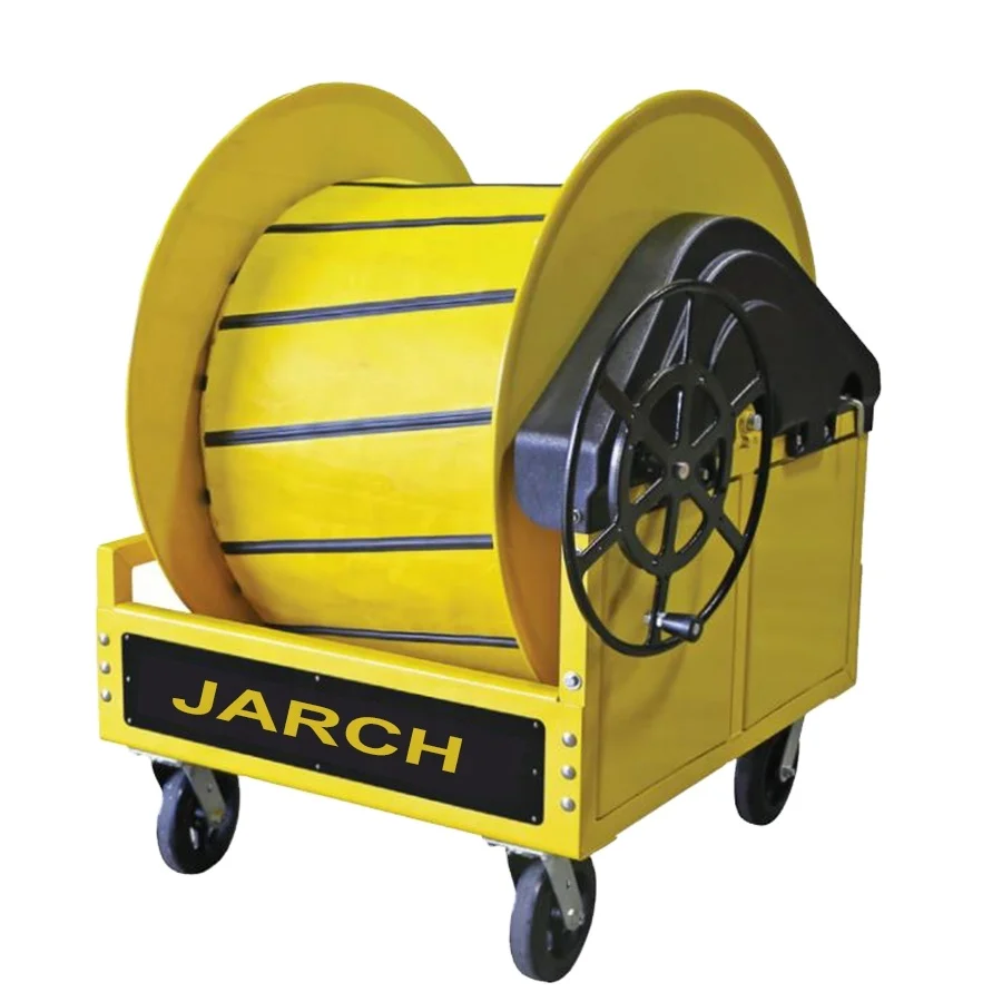 

Hand Wheel Hand Crank Powered Hose Reel Pre-Conditioned Air Duct Reel System With Cart