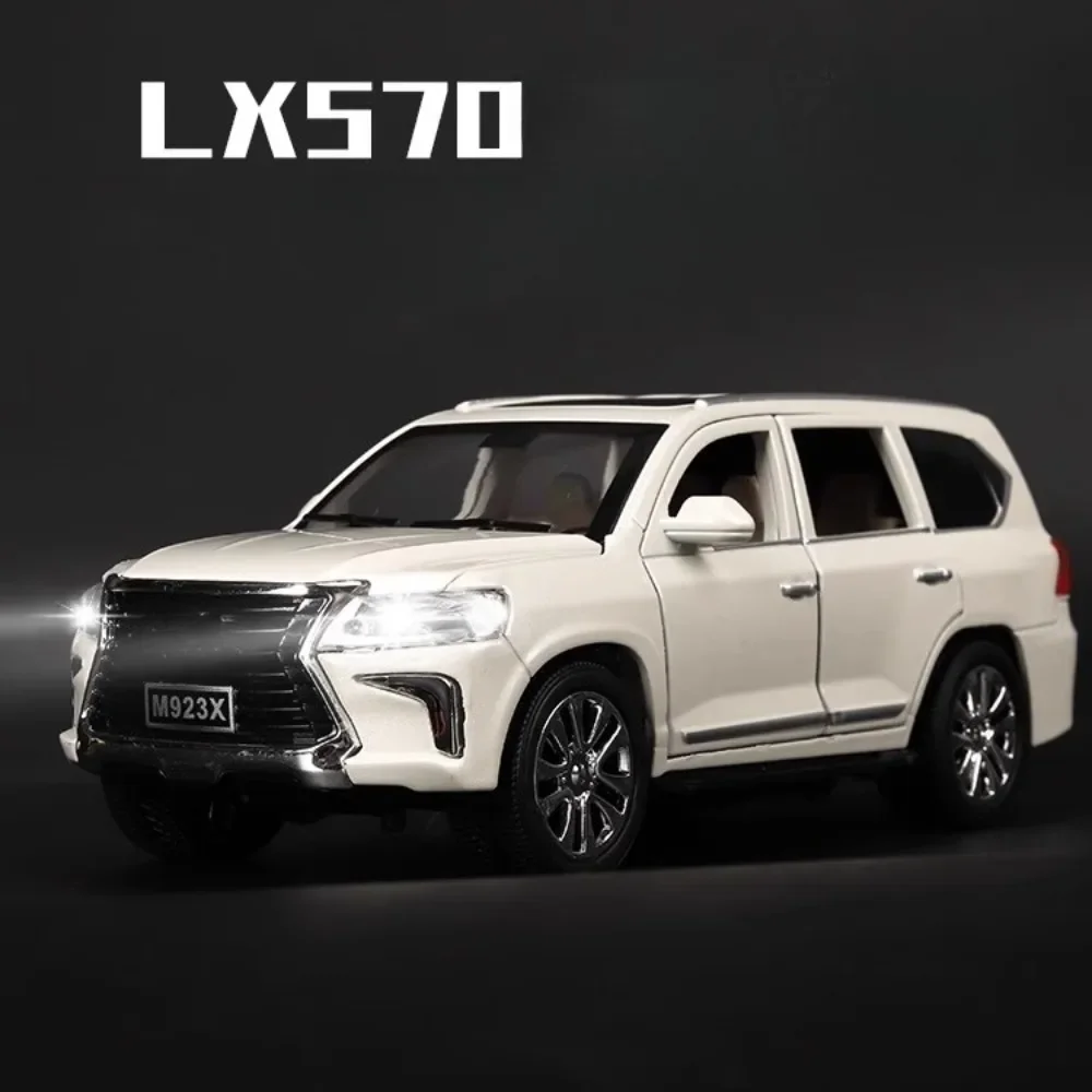 

Масштаб 1:24 Lexus LX570 SUV Игрушечная модель автомобиля из сплава, литые под давлением двери, открытый звук, свет, откатные модели внедорожников для детей, подарки