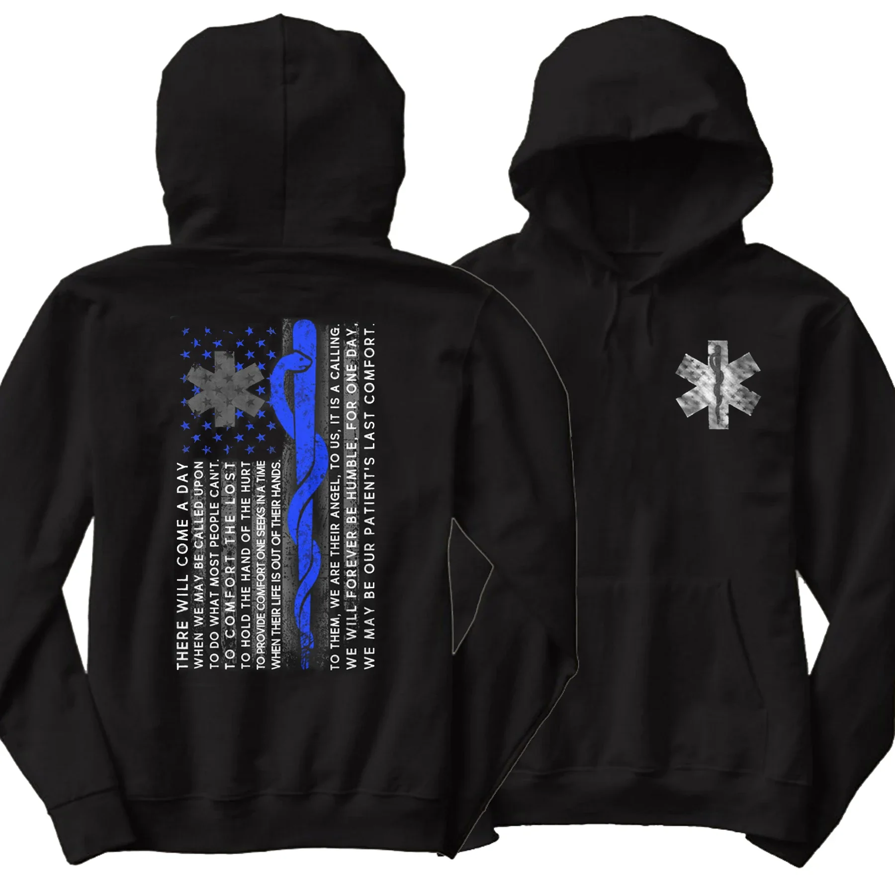 

Hot Sale American Flag Star of Life EMT Oath Medical Paramedic Pullover Hoodie 100% Cotton Casual Mens Sweatshirts Streetwear