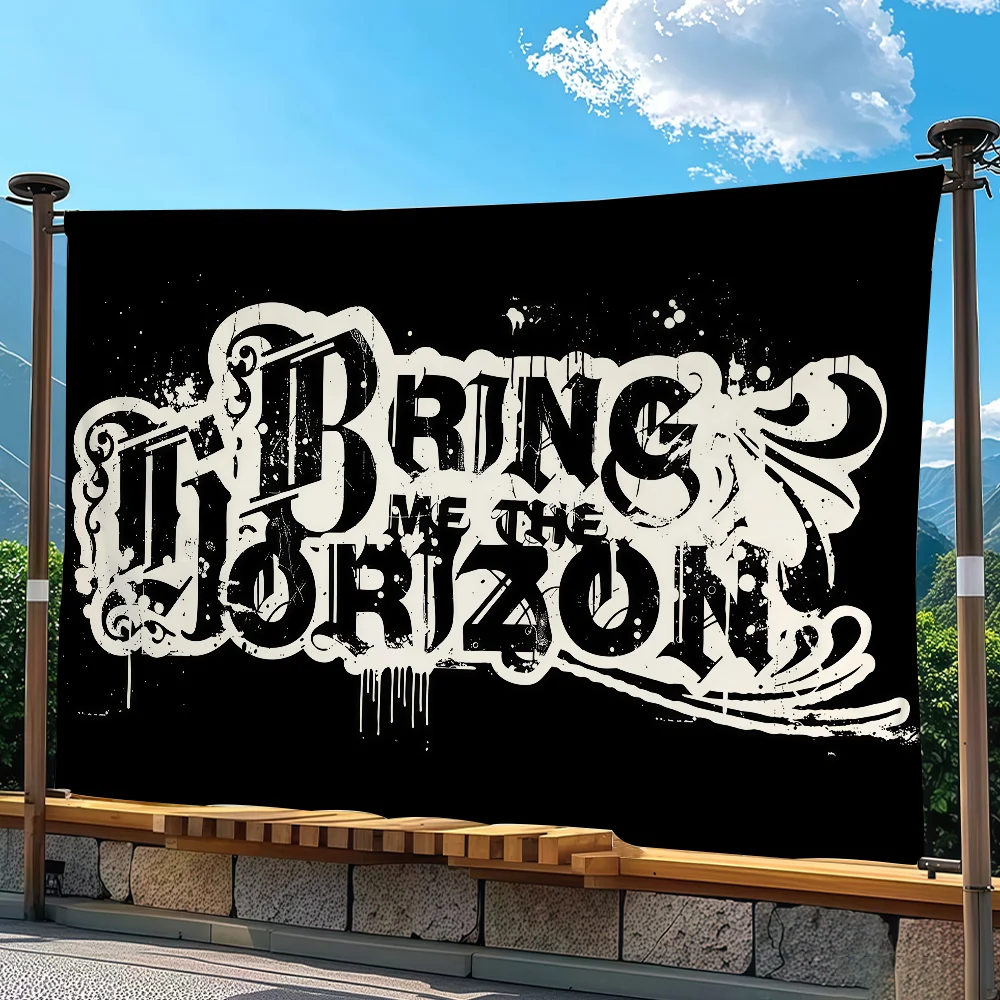 B-BringS M-Me H-HorizonS Band Flag Tapestry Outdoor Party Bedroom Living Room Dormitory Decorative Themed Wall Hanging Banner