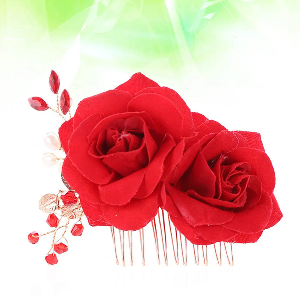 

1pc Rose Flower Hair Comb Delicate Bridal Wedding Party Prom Headdress Accessory For Women Elegant Floral Hair Clip Pin