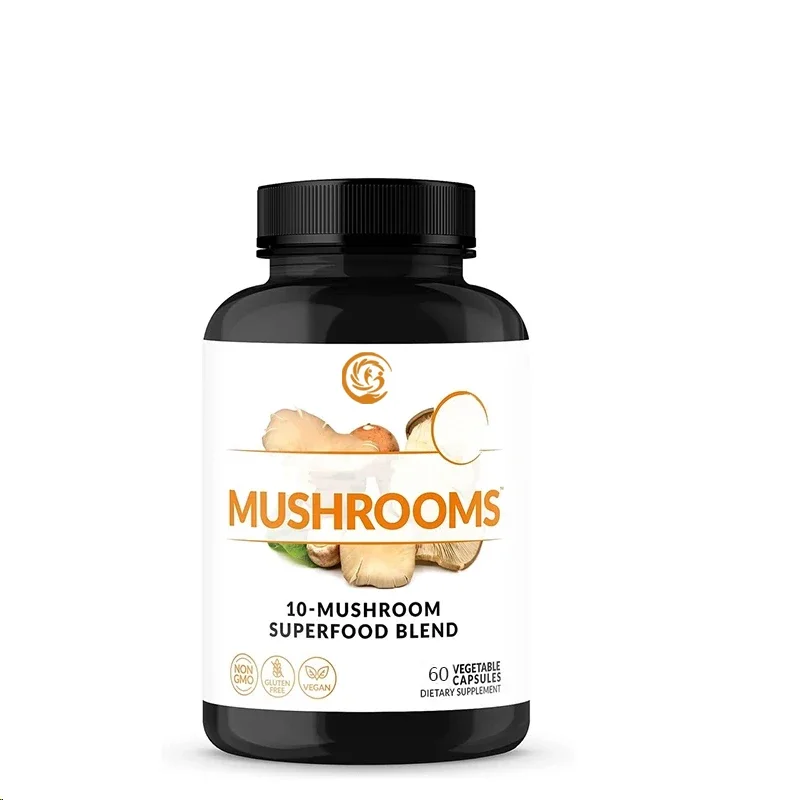 Mushroom Supplement 60 Capsules - Mushroom and Lion Mane Supplement Capsules - Brain and Focus Support - Immune Booster