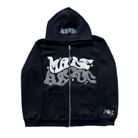 Sudadera con capucha y cremallera con letras y estrellas americanas retro adecuada para hombres y mujeres chaqueta otoño d invierno cardigan