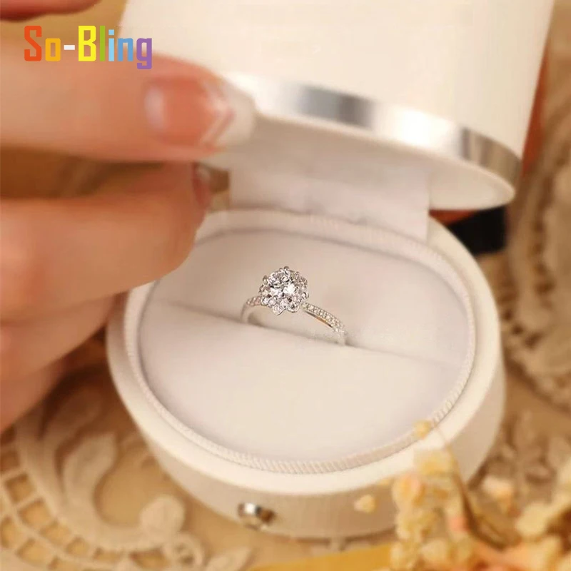 So-Bling 1 قيراط 6.5 مللي متر D VVS1 مويسانيتي الدائري مع شهادة Gra 925 فضة المشاركة خواتم الزفاف للنساء مجوهرات #6
