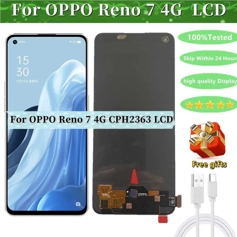 

high quality 6.43'' AMOLED For OPPO Reno 7 4G CPH2363 LCD Display Touch Screen Digitizer Panel For Oppo Reno 7 4G LCD Display