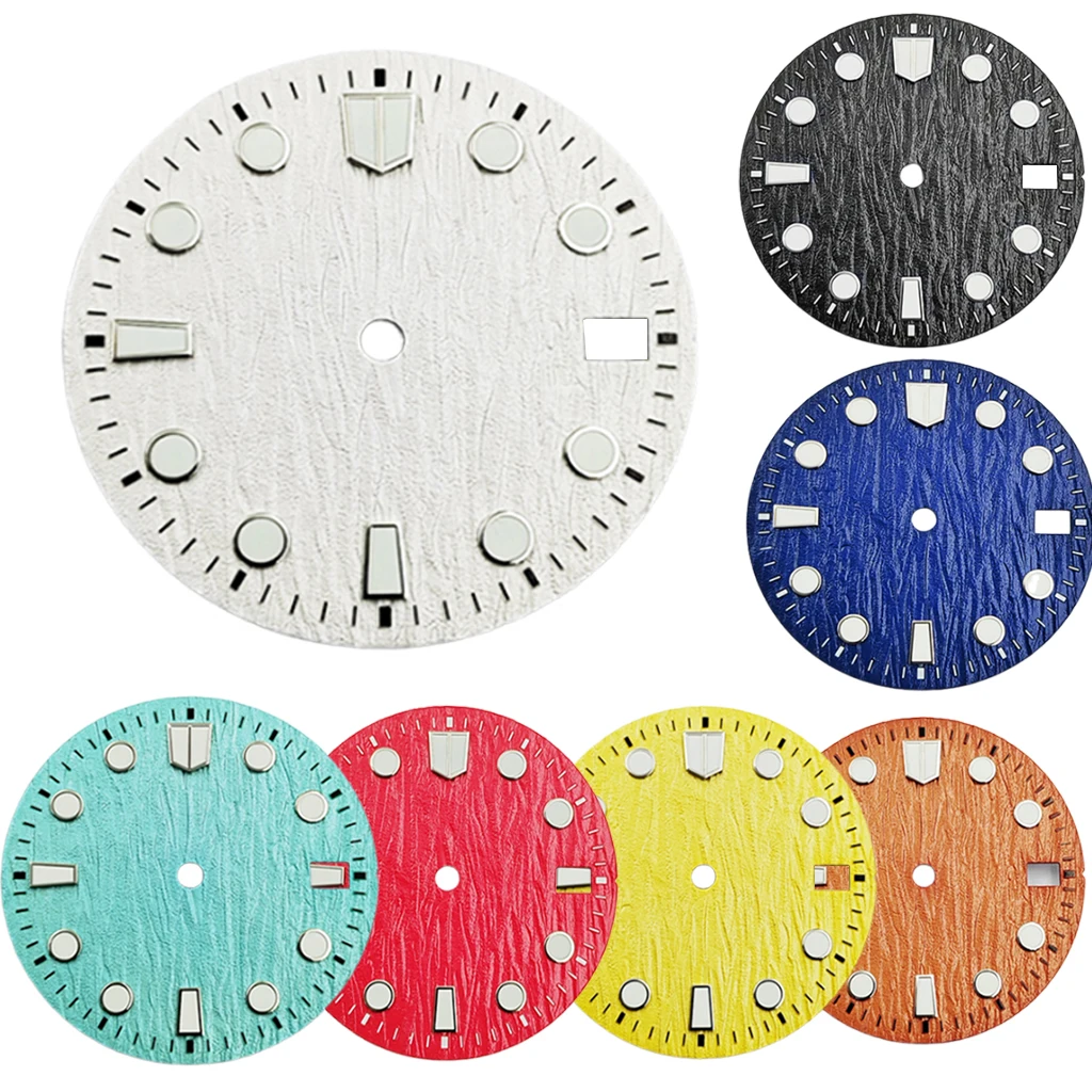 

Циферблат для часов 28,5 мм, совместимый с NH34, NH35, NH35A, с окошком для даты, светящимися элементами, подходит для автоматических механизмов с положением даты на 3.0 и 3.8 часах.