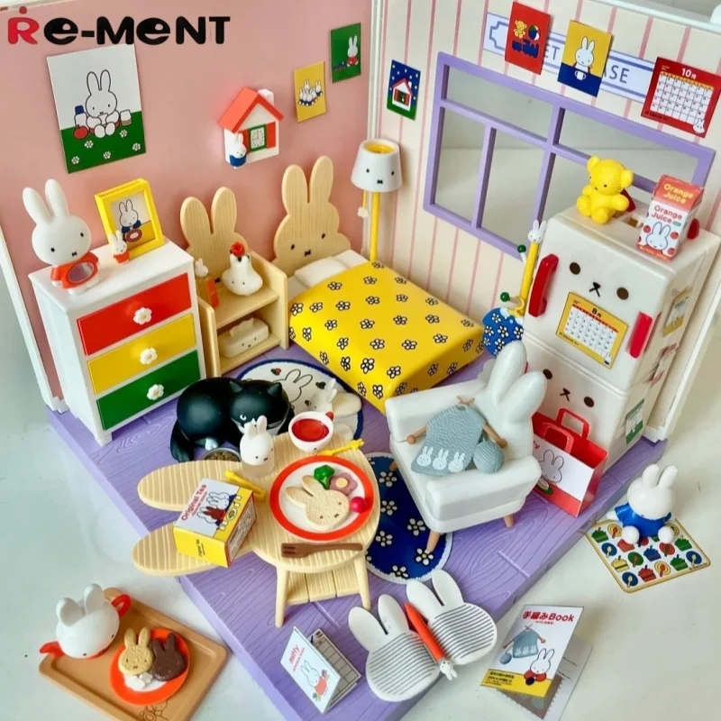 

Re-Ment Original Miniature 8Pcs Miffy room Action Figure Toys Assembly For Gift Collectible Dress Model Ornaments Birthday Toys