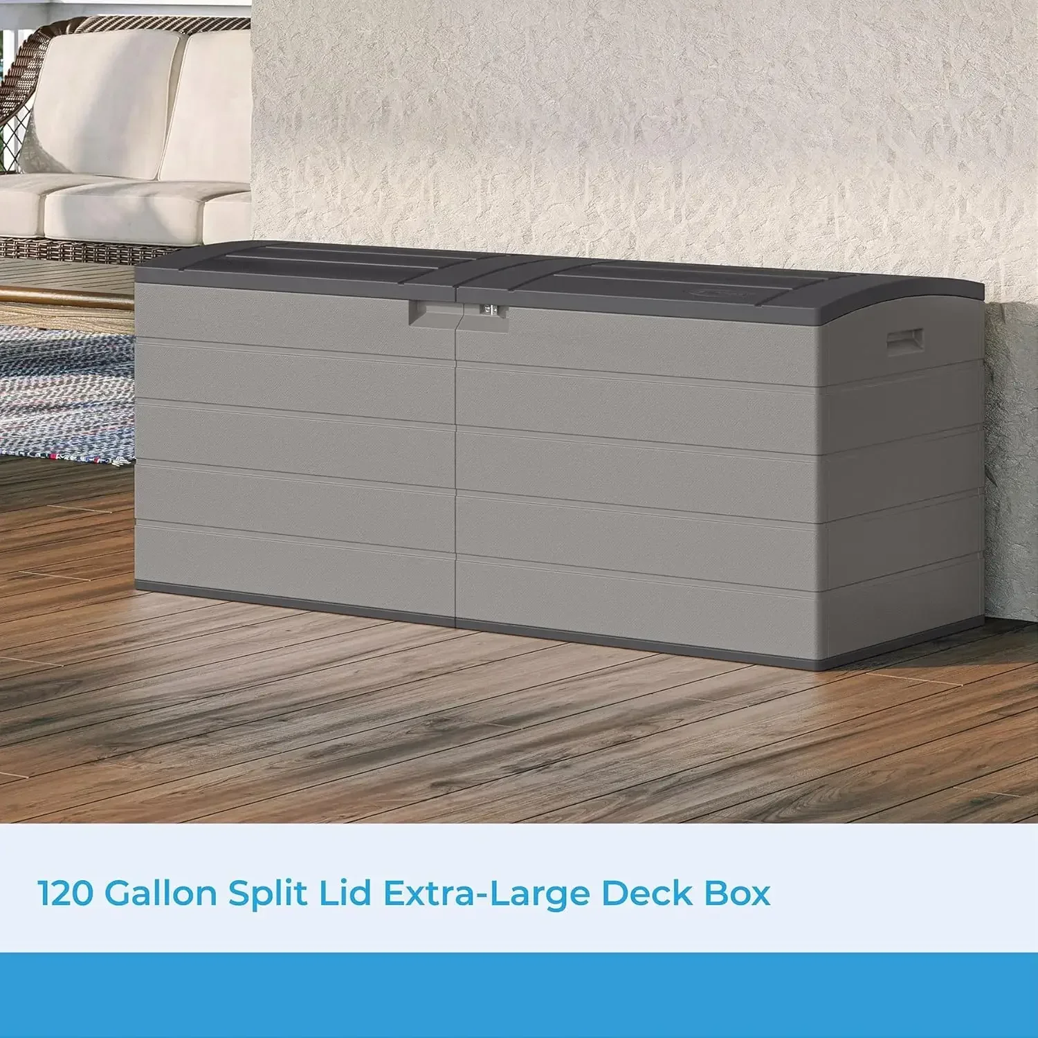 

Pad-Lockable Split Top Lid, Extra-Large Outdoor Storage Unit for Patio Furniture