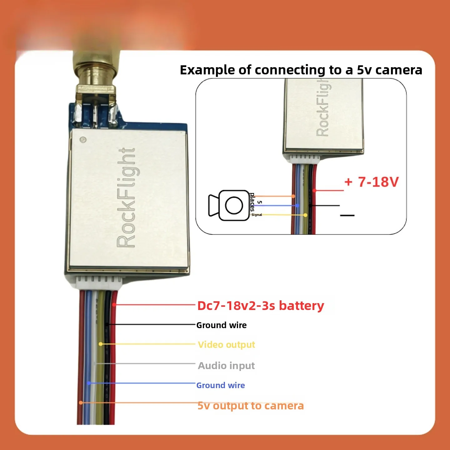SLONWAKE RF-5806 600mw Simulated Image Transmission Low Latency Real-time Transmission FPV 5.8G Specialized for Model Aircraft