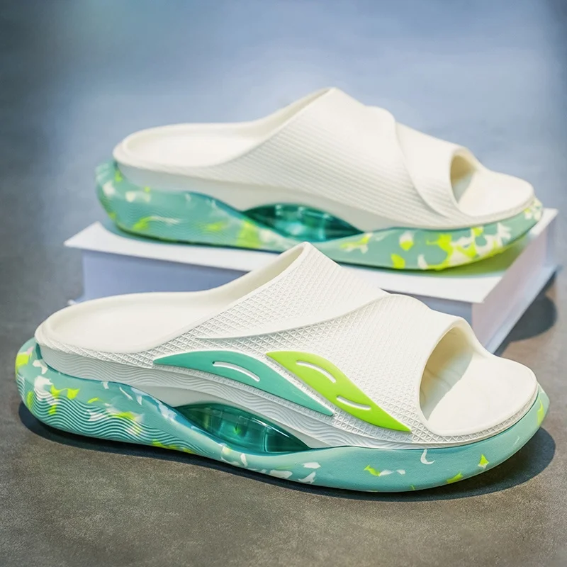 Men's Summer Outdoor Slip-On Anti-Slip Wear-Resistant EVA Material Sports Casual Big Size Beach Sandals Comfortable Air Cushion