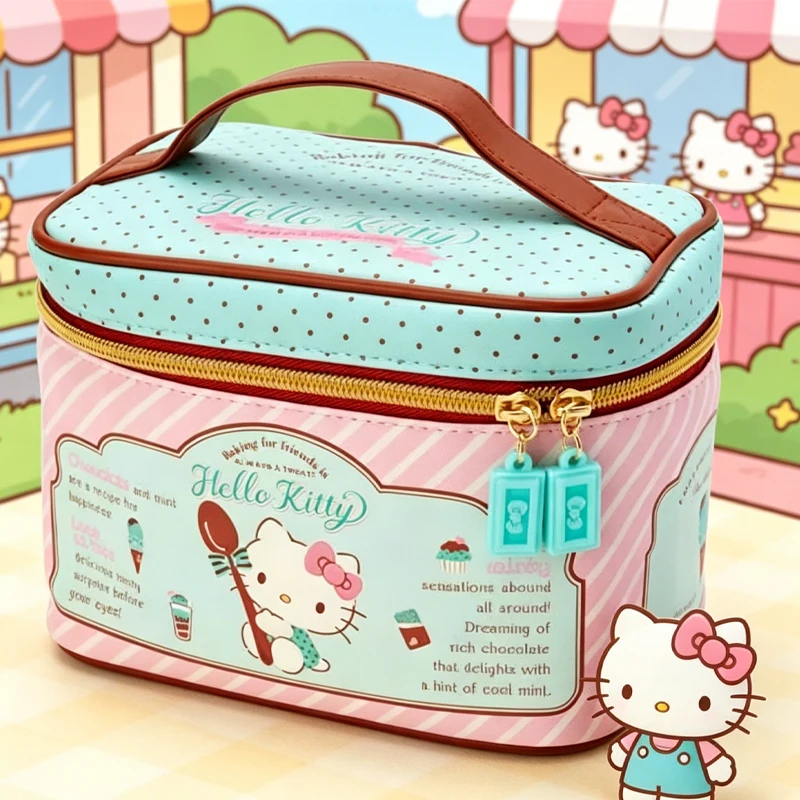 

Hello Kittys Portable Cosmetic Bag Cartoon Bags for Woman Girly Heart Printing Large Capacity Storage Bag Toiletry Bag