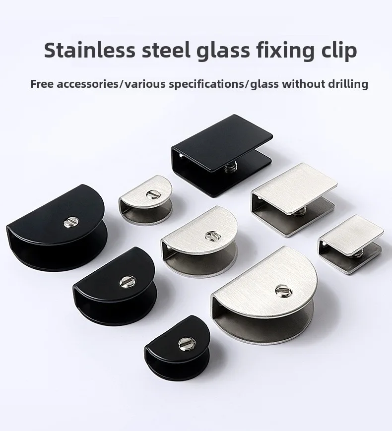 4 Stück Glasklemmenhalter Regalclip Edelstahlhalterung für 6mm 8mm 10mm 12mm dicke Platten Quadratische Glasklemmen – Detail 1