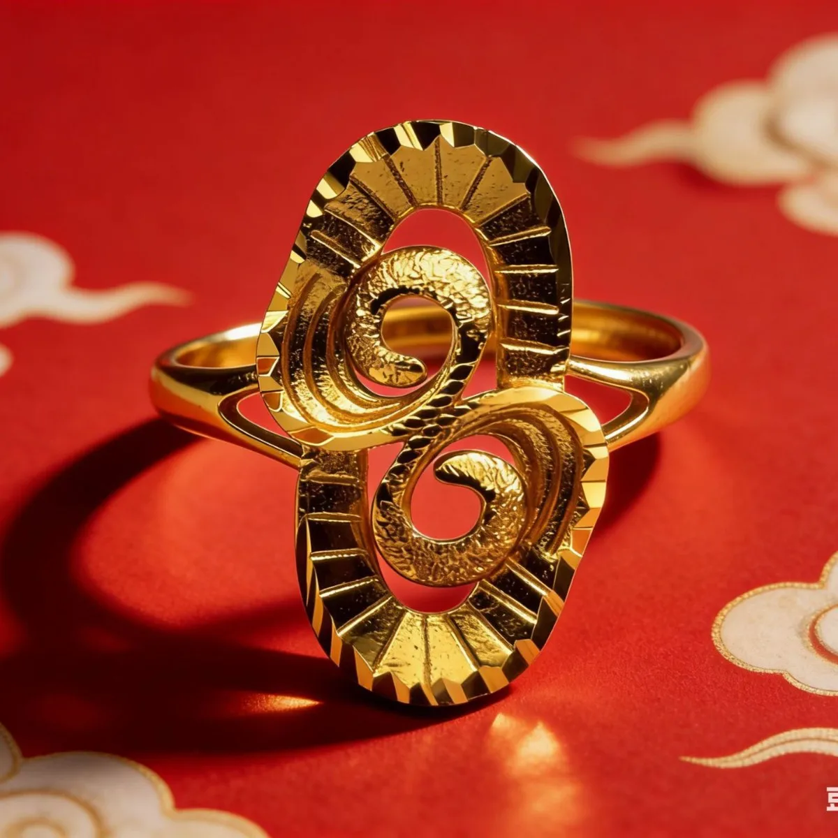 Flexible opening adapts to different finger sizes, women's flower ring made of 24K Gold AU999 with exquisite sculpting