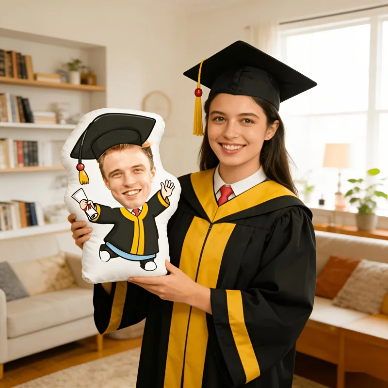 Custom Graduation Gown Pillow Personalized Photo Body Pillow Q Version Funny Design Plush Cushion for Sofa Bed Car Gift