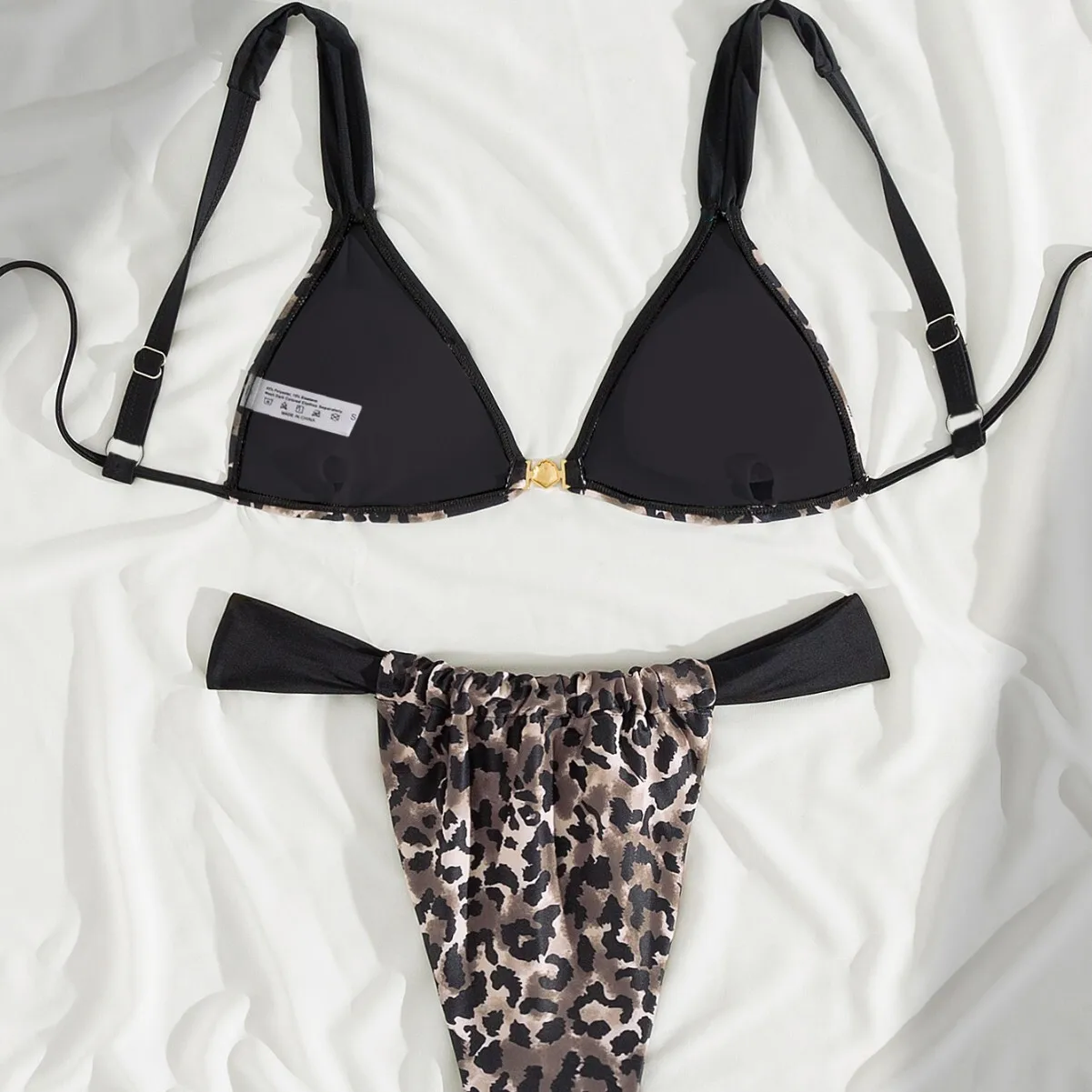 ليوبارد طباعة المرقعة المعادن التبعي المرأة الجديدة سبليت مثير بيكيني ملابس السباحة
