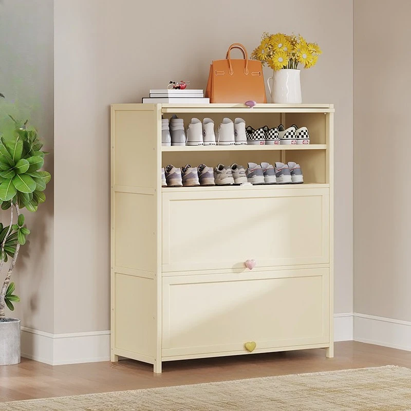 Household good-looking shoe cabinet creamy style storage white corridor shoe shelf multi-layer interior zapatero furniture
